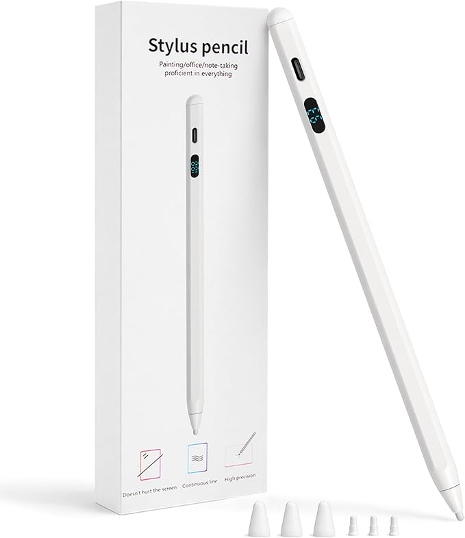2-in-1 Stylus Pen for Touch Screen + LED Power Display, Dual OS Active Pencil for iPad iPhone Android Samsung Tablet, Tilt Sensitivity for Drawing,Fast Charge, Digital Pencil Compatible with Switch