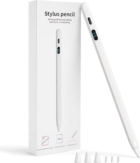 2-in-1 Stylus Pen for Touch Screen + LED Power Display, Dual OS Active Pencil for iPad iPhone Android Samsung Tablet, Tilt Sensitivity for Drawing,Fast Charge, Digital Pencil Compatible with Switch