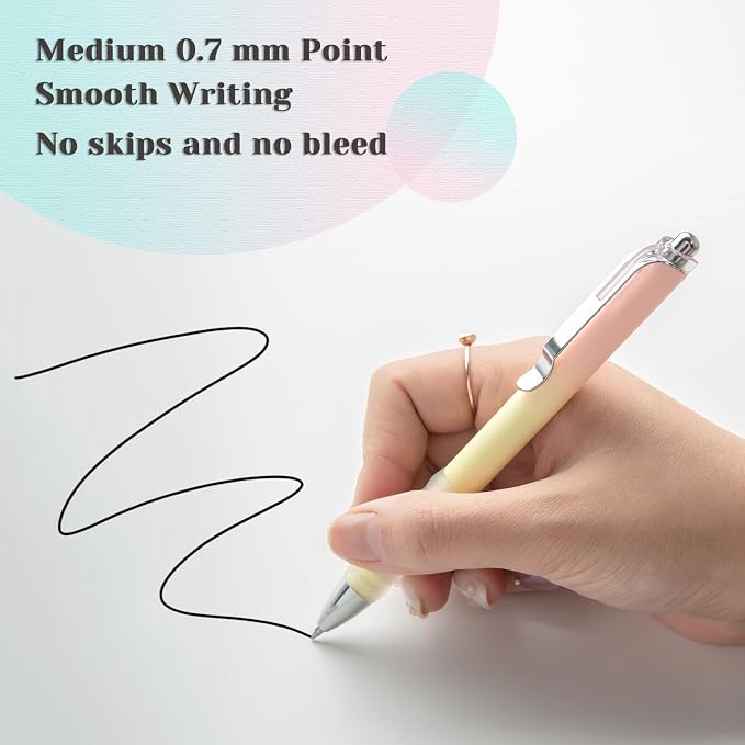 Aisibeiger Gel Pens Fine Point 0.7mm Black Ink Gel Pen Retractable Cute Pens for Smooth Writing School Office Supplies, Pack of 18