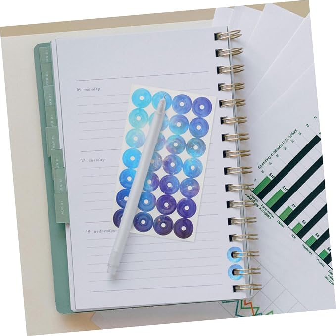 STOBOK 12sheets Adhesive Hole Reinforcement Sticker Labels of Tear-Resistant Circles for Loose-Leaf Paper Repair for School Office and Home Use