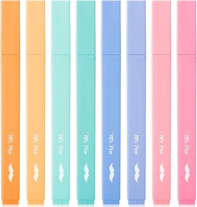 Mr. Pen- Aesthetic Highlighters No Bleed, 8 Pack, Assorted Colors, Chisel Tip, Cute Highlighters Assorted Colors for Journaling, Highlighting, Underlining, Fast Dry, Back to School Supplies