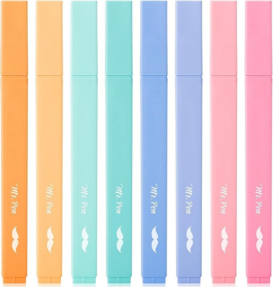 Mr. Pen- Aesthetic Highlighters No Bleed, 8 Pack, Assorted Colors, Chisel Tip, Cute Highlighters Assorted Colors for Journaling, Highlighting, Underlining, Fast Dry, Back to School Supplies