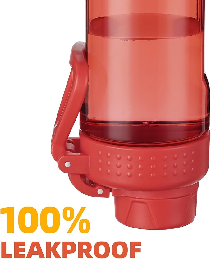 OLDLEY Water Bottles 20oz BPA Free Tritan Water Bottle with Carry Handle and Spout Lid, Leakproof Kids Water Bottle for Home,Travel, School, Outdoors,Red
