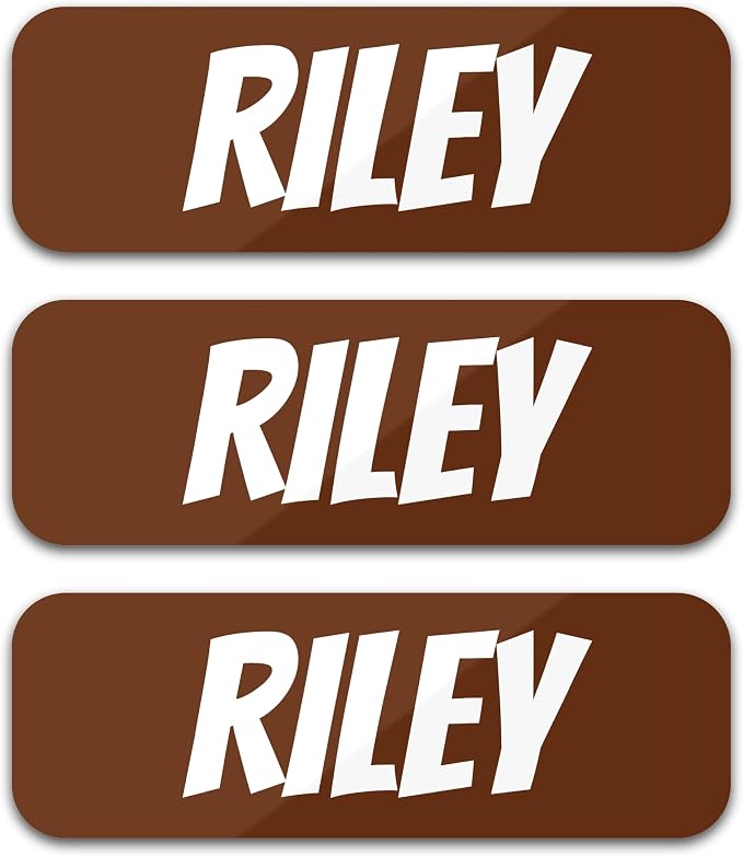 Custom Name Labels for Kids (120 Labels) Personalized Waterproof Clothing Stickers for Daycare, Camp or School - Name Stickers for Bottles, Jackets, Backpacks, Shoes and School (Coffee Bean)