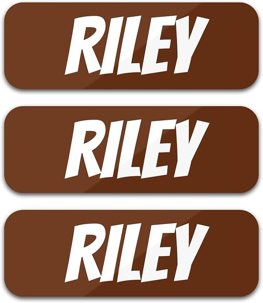 Custom Name Labels for Kids (120 Labels) Personalized Waterproof Clothing Stickers for Daycare, Camp or School - Name Stickers for Bottles, Jackets, Backpacks, Shoes and School (Coffee Bean)