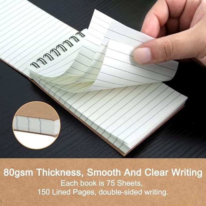 wavamawa Pocket Notebooks, 3x5 Small Notepads, Mini Top Spiral Notebook, Little Size, Lined College Ruled Paper, Tiny Memo Pads for Home, Office, Work, School, Meeting, or Travel,6 Pack