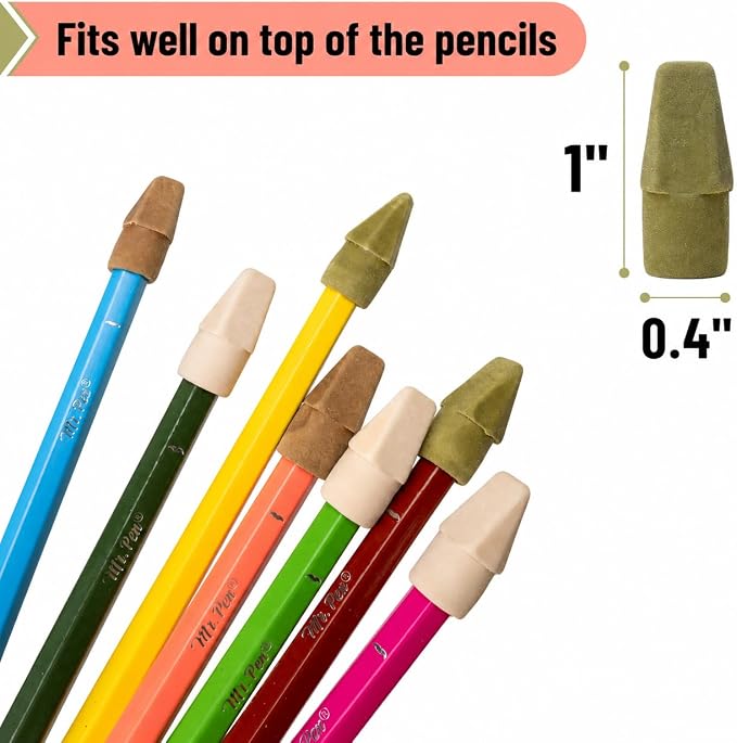 Mr. Pen- Pencil Erasers Toppers, 30 Pack, Colorful