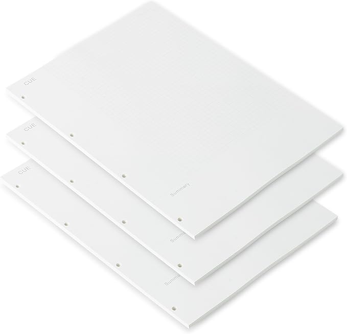A4 Cornell Note Taking System Refill Pages - 290x210mm - 100GSM Thick Paper - 4-Hole Punch for 75mm Binders - with 5mm Grid, 135 Sheets