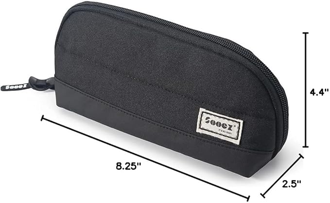 Sooez Wide-Opening Pencil Pen Case, Lightweight & Spacious Pencil Pouch Zipper Stationery Bag, Aesthetic Supply with Triangular Design for Adults, Black