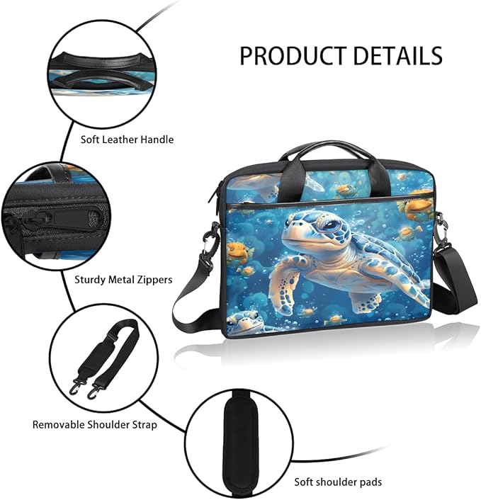 Ocean Turtle Laptop Sleeve Case for 13-15 inch Computer Bag Protective Laptop Handle Bag for Women Men