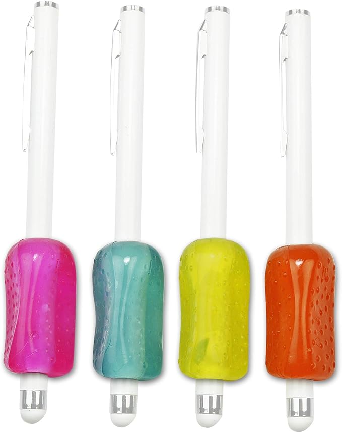 The Pencil Grip Ergonomic Textured Grips for Stylus Pens, Pack of 4 Bumpy Stylus Grips in Neon Colors (Stylus Pen not Included) (TPG-12004)