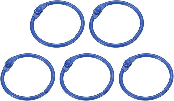 PATIKIL Loose Leaf Binder Rings 1 Inch, 5 Pack Metal Flash Card Book Binding Rings for Key Chain Index Card Scrapbooks, Bright Blue