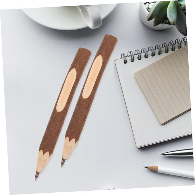 NUOBESTY Wooden Ballpoint Pens 17cm Small Biodegradable Tree Bark Writing Pens 10pcs Lightweight Comfortable Grip for Home Office Use