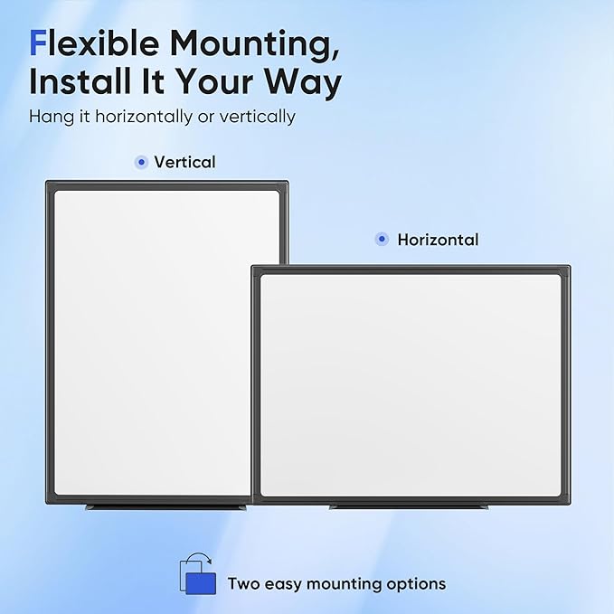 VUSIGN 24" x 18" Magnetic Whiteboard for Wall, Dry Erase Board with Black Frame, Hanging White Board for Office, Home, School, Dorm – Includes Markers, Magnets & Eraser