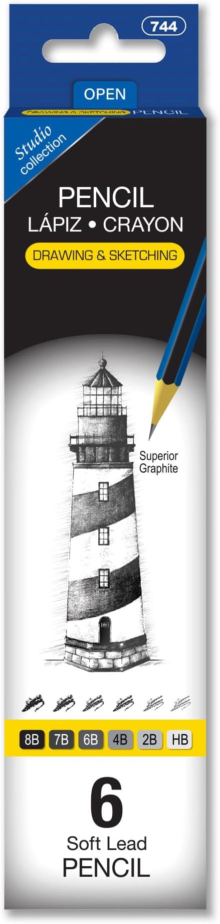 BAZIC PRODUCTS Drawing & Sketching Pencil Set, 6 Soft Lead Pencils