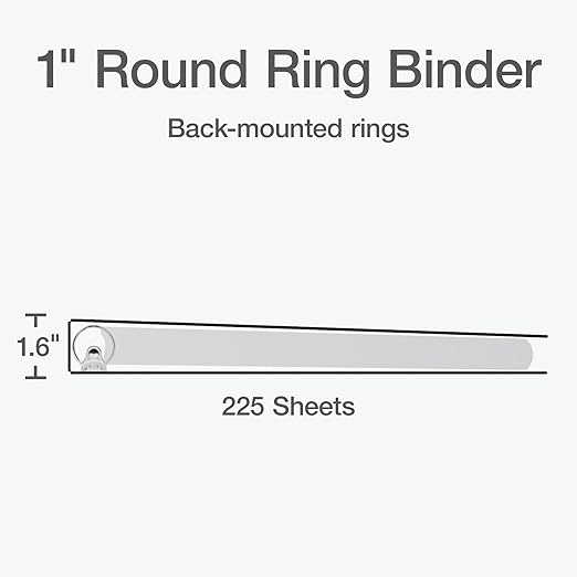 Oxford Ring Binders, 1" Round Ring Binders, View Binder, Covers on 3 Sides, XtraLife Hinge, Non-Stick, PVC-Free, Black, 225 Sheet Capacity (1002546)