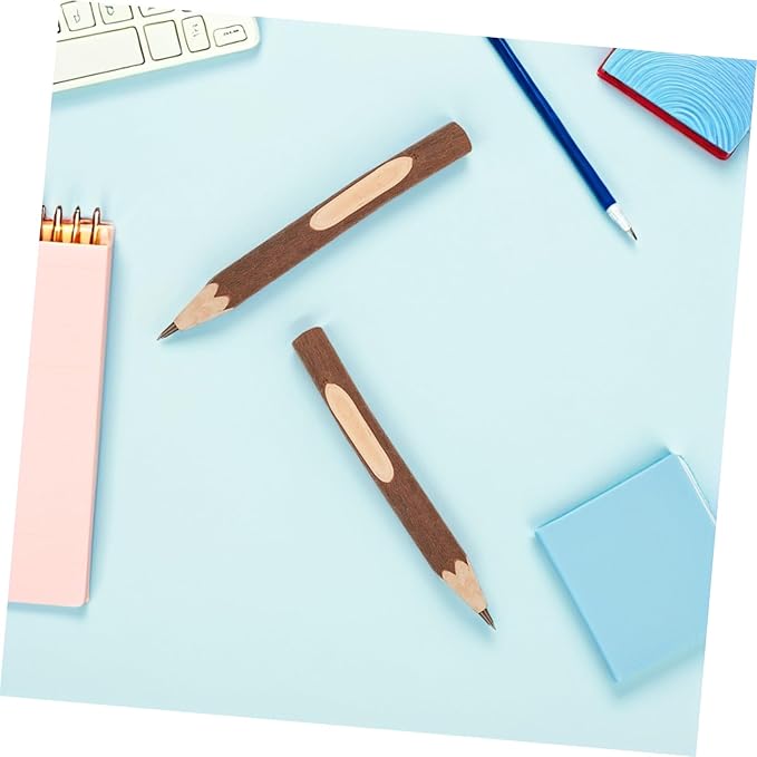 INOOMP 10pcs Small Natural Tree Bark Texture Wooden Ballpoint Pens 13cm Portable Multi-function Writing Pens Eco-friendly Biodegradable Office Supplies