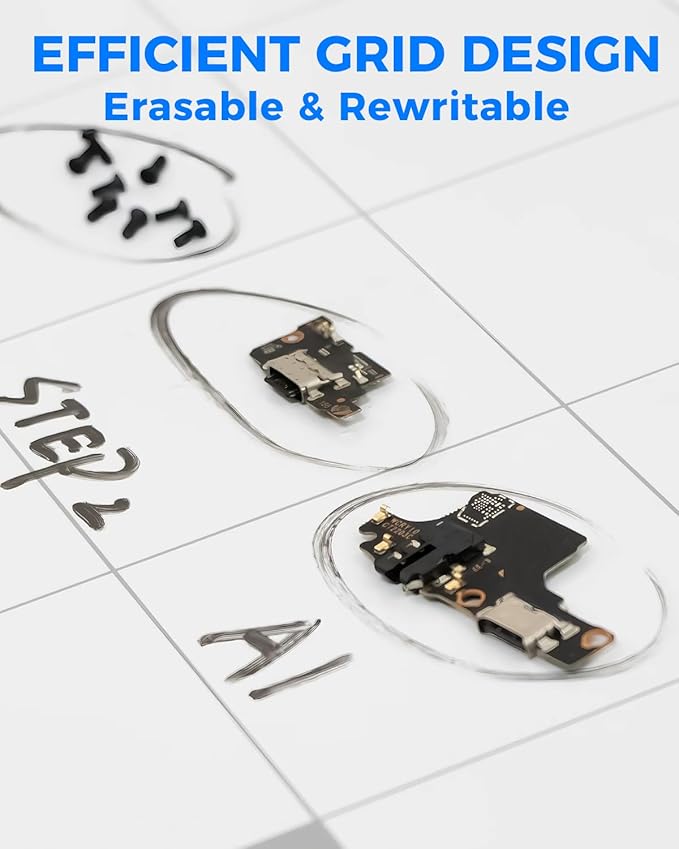 Magnetic Mat Magnetic Project Mat with Waterproof Surface & Dry Erase Pen - Keep Screws and Small Parts Organized for Repairing Phone, Laptop, PC, Electronics - Large Size 11.8 x 9.8 inch