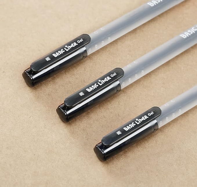 czxwyst 8761 Basic Liner Gel Ink Pens 0.5mm Fine Point (Black Color 12-Pack)