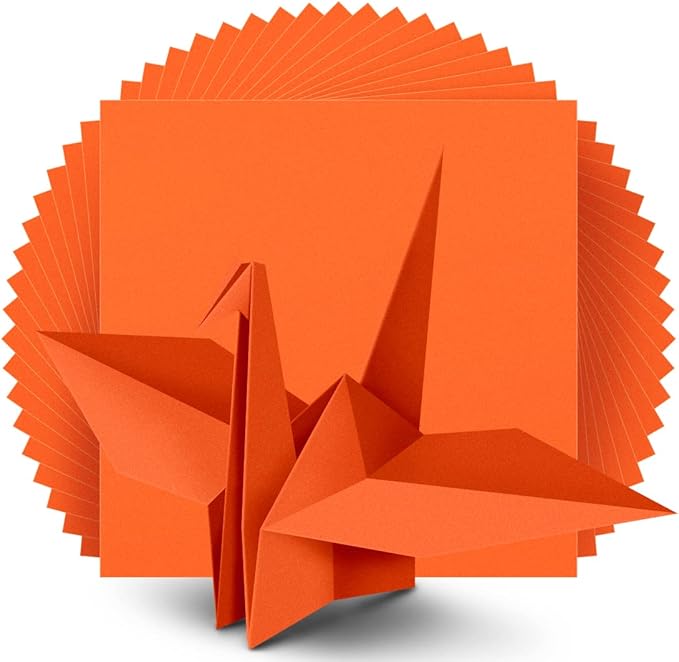 IOOLEEM Origami Paper, 200 Sheets, Dark Orange Origami Paper, 6 Inch Square, Double Sided Colored paper.