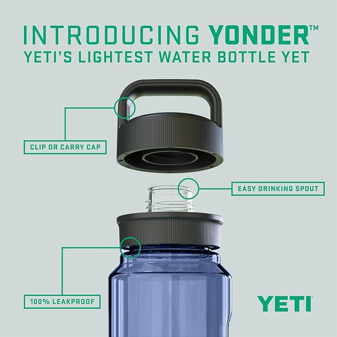 YETI Yonder Water Bottle with Yonder Chug Cap, Lightweight, Leakproof and BPA-Free