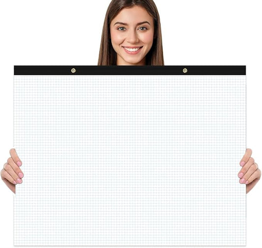 Large Engineering Graph Paper Pad - 22" x 17" Grid Paper Notepad, 4"x4" Blue Grid 50 Sheets/100 Pages Paper for Engineer Architect Designer Mathematician Draftsman