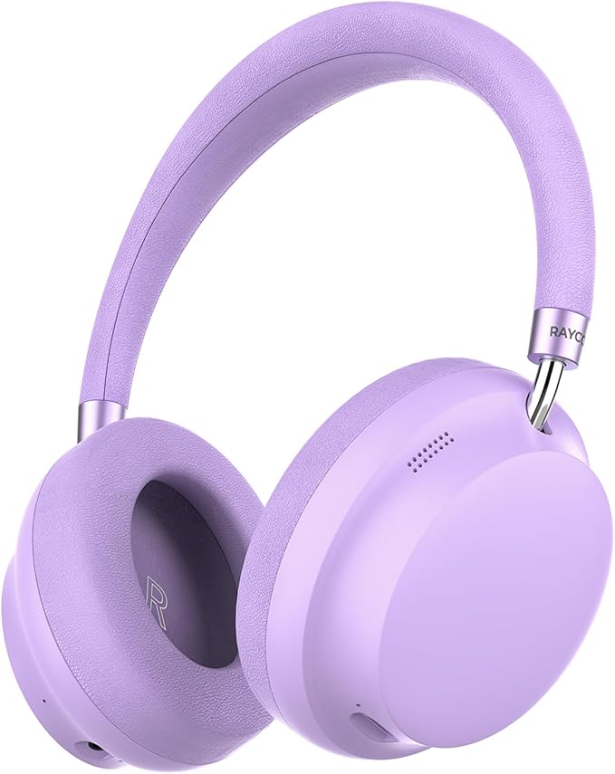 Raycon Essential Bluetooth Headphones - Over The Ear, Active Noise Cancelling Wireless Headphones + Awareness Mode, Bluetooth Headset with Mic, 50 Hours of Battery Life (Purple)