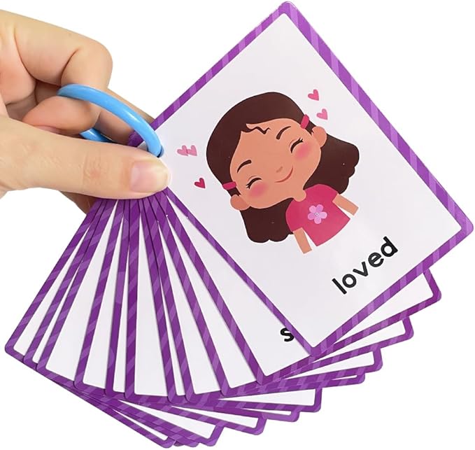 Lachilly Emotions Learning Flashcards, High Frequency Words, Beginning Reading, Kindergarten to 1st Grade, ESL Teaching Materials, Autism Learning Materials, Vocabulary Building, 15 Cards, 28 Words