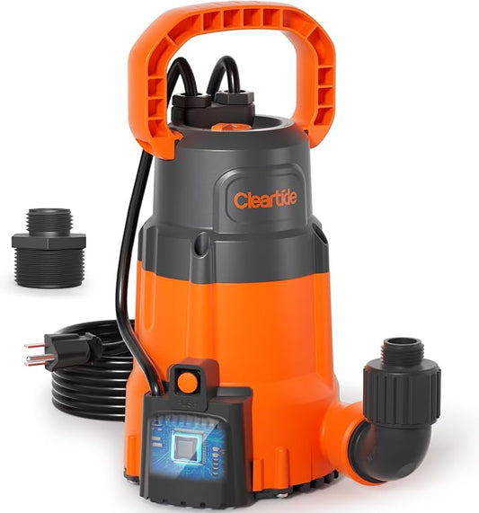 1/4 HP Submersible Utility Water Pump, 2160 GPH High Flow, Portable Sump Pump with Auto Water Sensor for Pool, Flooded Basement, Hot Tub, Pond Draining
