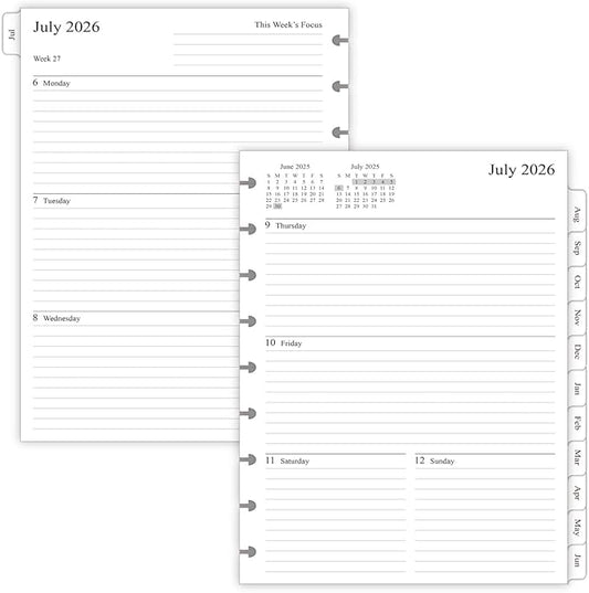 2026-2027 Planner Refills for Happy Planner Classic Notebook, Weekly & Monthly, Jul 2026 - Jun 2027, 7" x 9-1/4", 9-Disc Pre-punched