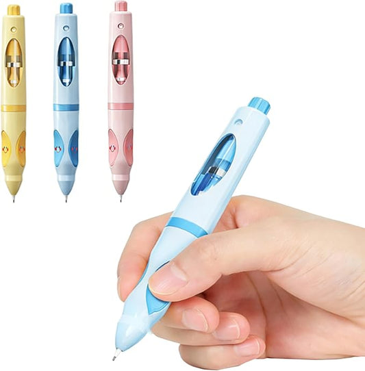 Write Right Learning,Pencil Kids Handwriting Gripper,Posture-Correcting Pen with Automatic Refill, Posture Correction Training Writing, 12 Replacement Refillers. (Blue)