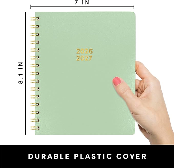 PAPERAGE Academic Planner, Weekly & Monthly Planner & Calendar, 12-Months, July 2026 - June 2027, (7" x 8"), School & Student Planning Agenda with Tabs, Bonus Pages & Inner Pocket, Sage Green