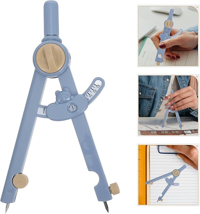SHINEOFI Multifunctional Math Compass for Students, Blue Digital Locking Drafting Tool, School and Office Geometry Compass Kit