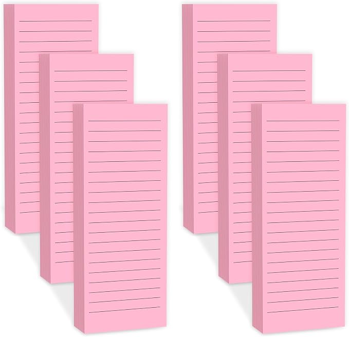 Magnetic Notepads Note Pads for Fridge with Full Magnet Back, 180 Sheets Pink Lined Refrigerator Notepad, 30 Sheets Per Pad for Grocery List, Shopping List, Office, Home, To-Do Lists & Memos