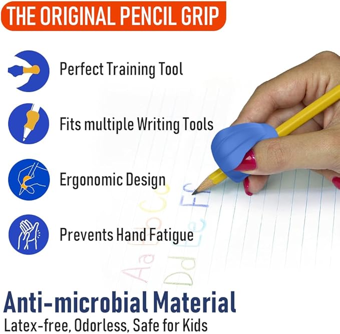 The Pencil Grip Pencil Grips, The Crossover Grip, Ergonomic Writing Aid For Righties And Lefties, Colorful Pencil Grippers, Assorted Neon Colors, 6 Count - (TPG-18006)