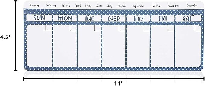Juvale Dry Erase Weekly Calendar Magnet - Magnetic Calendar for Refrigerator - Dry Erase Weekly Planner - Desk Decor & Office Desk Accessories - 11"x 4.2", Pack of 4