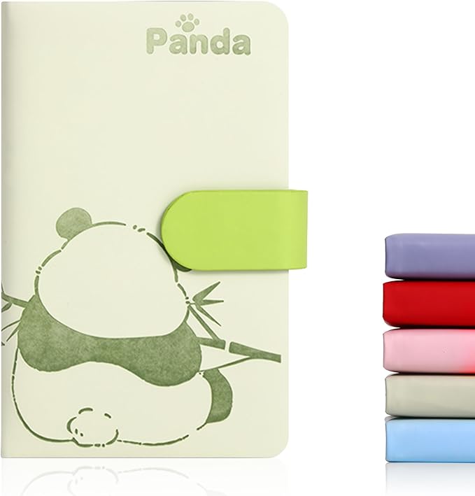 BOBO RABBIT Blank Journal Small Pocket Leather Notebook No Lines for Drawing Plain Sketch Book Cute Cartoon Panda Unlined Journal for Travel Work School, 200 Pages, 3.7"X5.9"