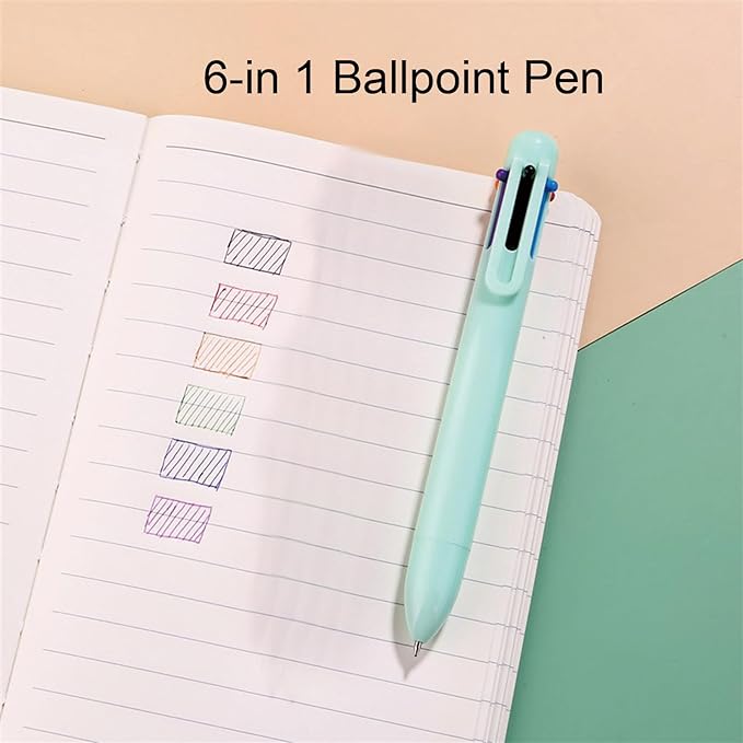MOZXIRZ 6 Pcs Cute Green Stationery Set for Women Back to School Supplies Office Supplies Including Gel Ink Pens 6-in-1 Ballpoint Pens Pencil Eraser (Green)