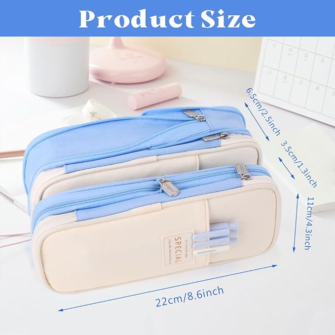 iSuperb Foldable Pencil Case Zipper Big Capacity Aesthetic Canvas Pencil Pouch Compartments Stationery Organizers Pen Bag for Kids Girls Boys Teen Child Student School Supplies Makeup Bags
