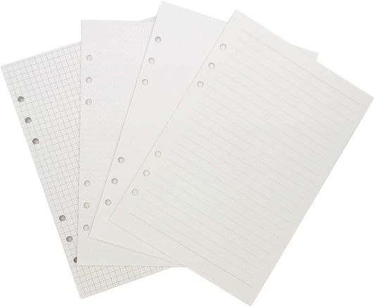 Zelten Refills/Loose Leaves for A5 Cover Ring Binder/Personal Organizer/Planner(A5 6 Holes, Ruled, Dotted, Blank, Squared 4 in 1)