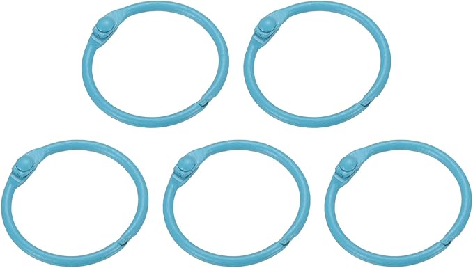 PATIKIL Loose Leaf Binder Rings 1 Inch, 5 Pack Metal Flash Card Book Binding Rings for Key Chain Index Card Scrapbooks, Blue