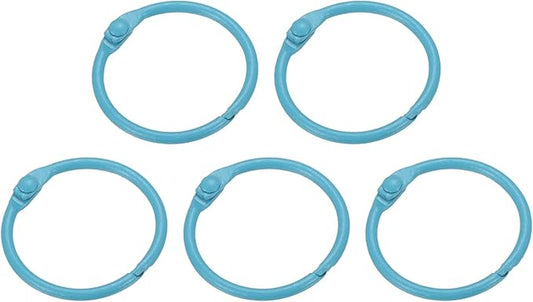 PATIKIL Loose Leaf Binder Rings 1 Inch, 5 Pack Metal Flash Card Book Binding Rings for Key Chain Index Card Scrapbooks, Blue