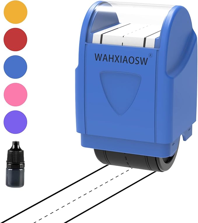 Handwriting Lines Stamp Roller Self-Inking Line Rolling Stamps Handwriting Practice Tool for Teachers Kids Kindergarten (Blue)