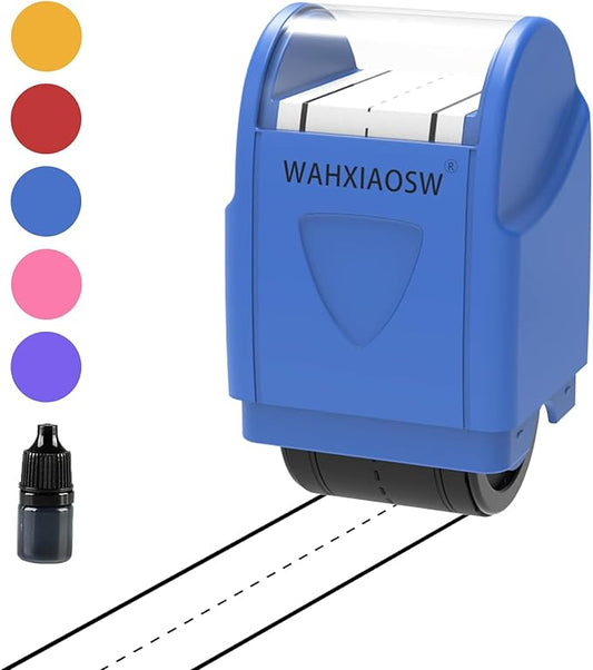 Handwriting Lines Stamp Roller Self-Inking Line Rolling Stamps Handwriting Practice Tool for Teachers Kids Kindergarten (Blue)