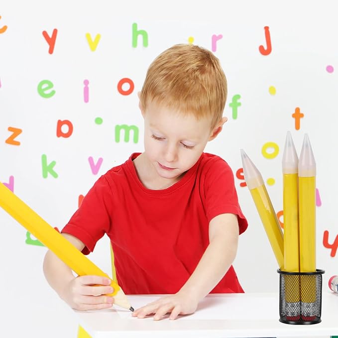 FOIMAS 3pcs Giant Wooden Pencils,13.4 Inch Novelty Jumbo Pencil Prop with Eraser for School Office Prop Supply Novelty Gift,Yellow