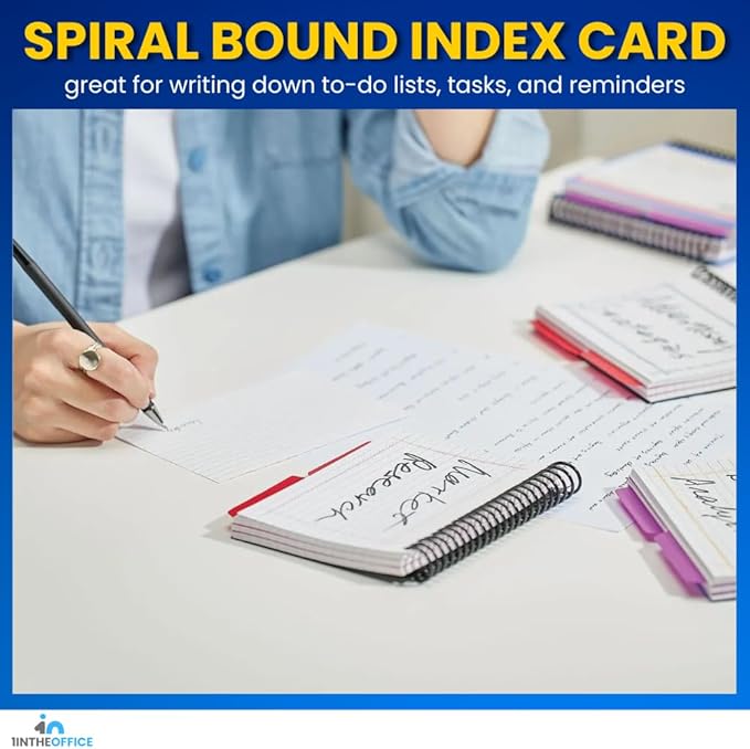 1InTheOffice Index Cards 4 x 6 Ruled, Spiral Bound, 120 White Cards/Spiral (2 PACK)