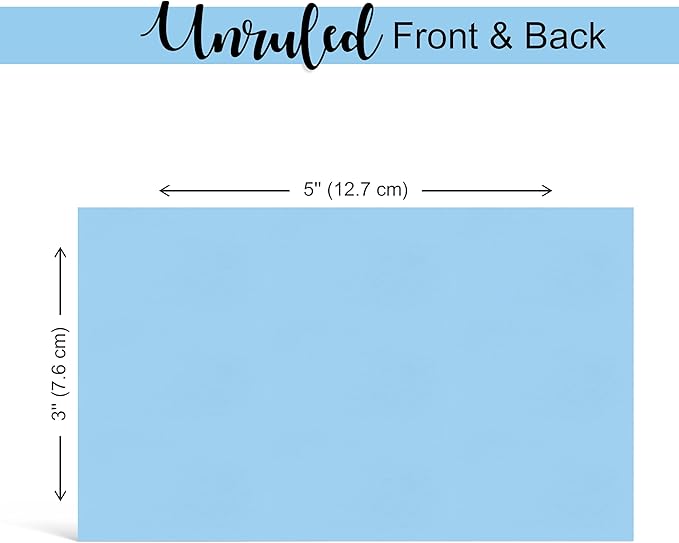 THREE LEAF 3 X 5, INDEX CARDS UNRULED 100 CT. BLUE, Blank Flash Cards, Study Card, Memo Pad, For To-Do List, Art And Craft Projects