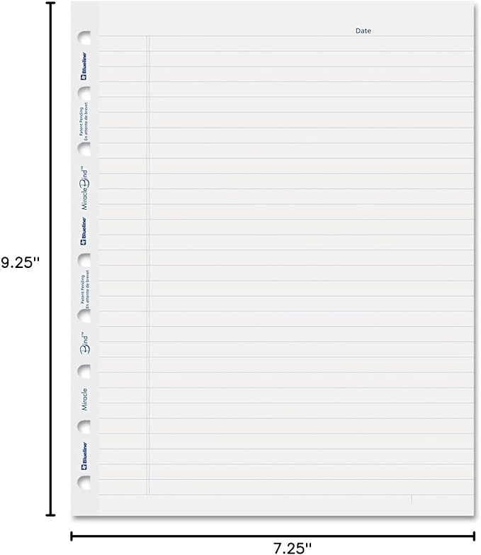 Blueline MiracleBind Notebook Refill Sheets 50 Sheets 9.25x7.25-Inch (AFR9050R) , White