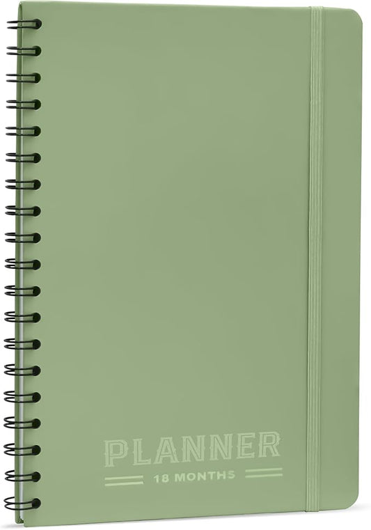 Undated Monthly Planner 2026 2027-18 Month Calendar Planner Book for School, Office and Home - Simplified Hardcover Blank Planners for Goals, Tasks and Dates - B5 Green