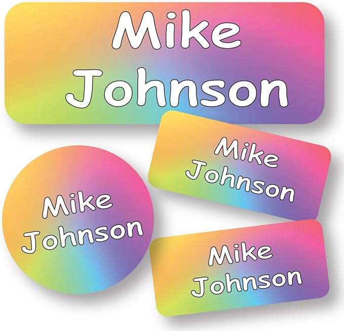 120-ct Personalized Waterproof Name Labels – 3-Line Custom Stick-On Tags for Daycare & Camp – Dishwasher-Safe, Cute Pastel Designs, Pre-Cut